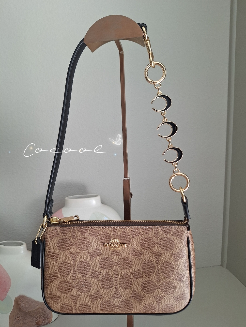 NWT Coach Nolita 19 In Signature Canvas tan/brown plus extended chain